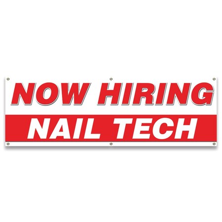 Signmission Now Hiring Nail Tech Banner Apply Inside Accepting Application Single Sided B-72-30279